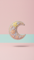 Pastel Beaded Crescent Moon Hair Clip