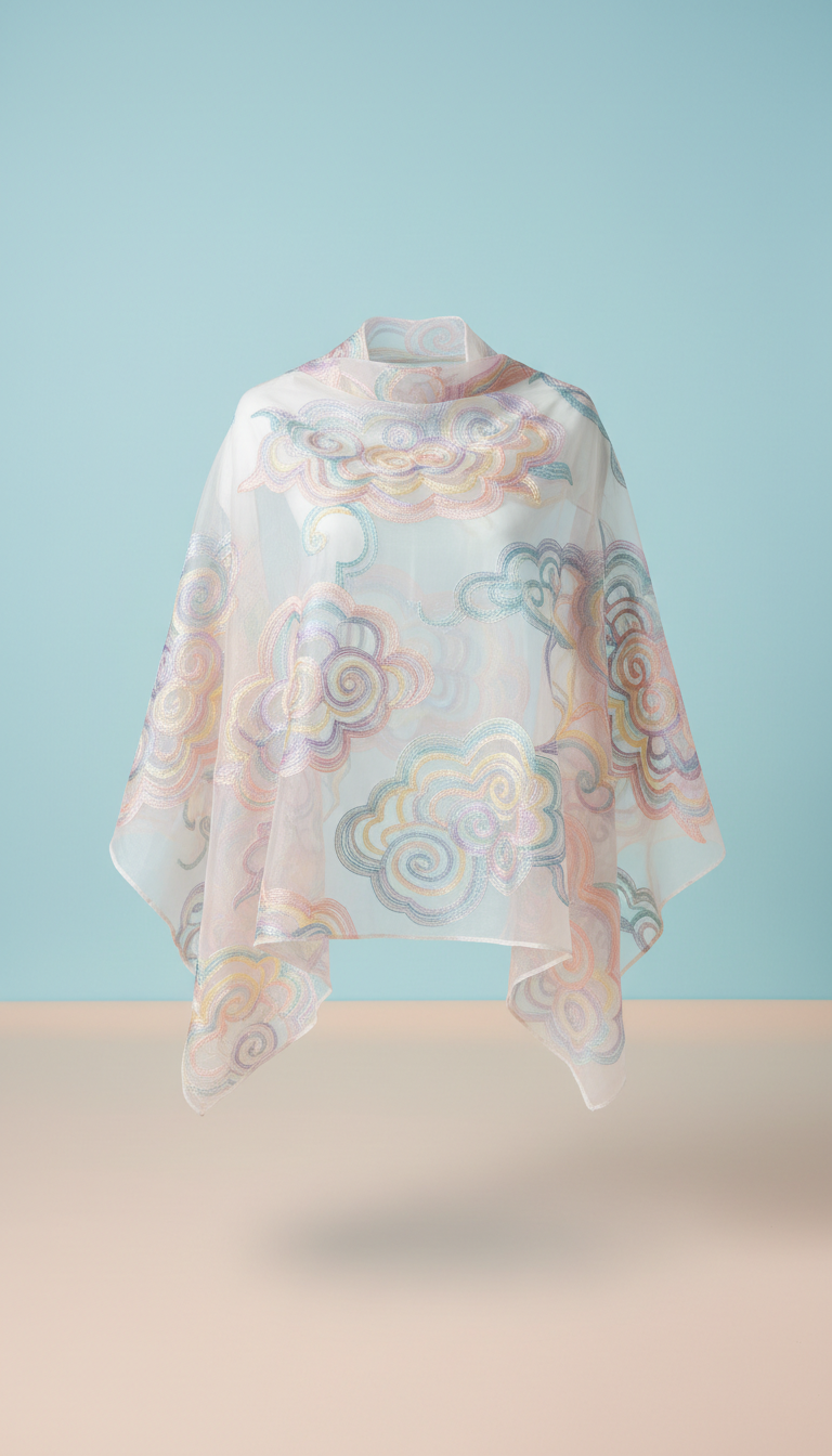 Embroidered Cloud Organza Shawl