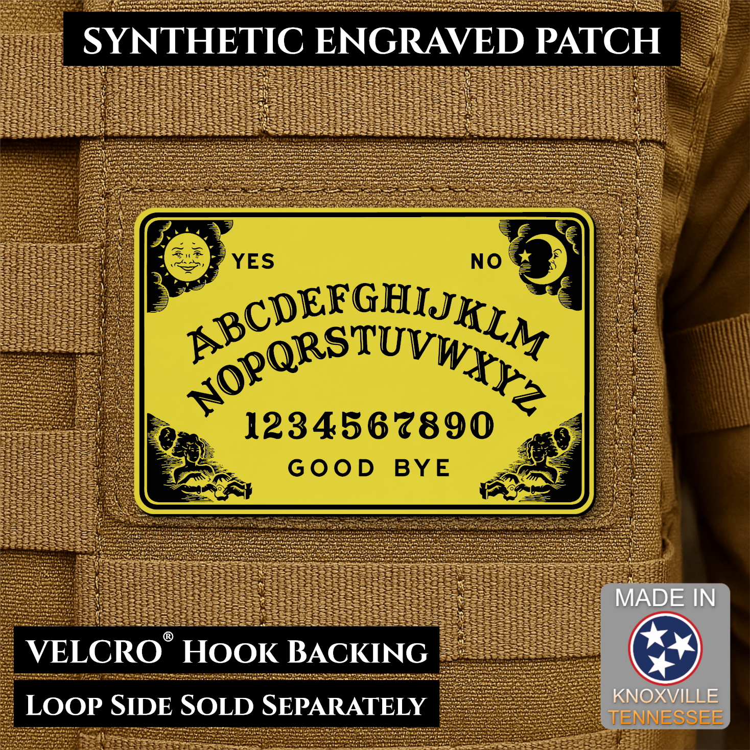 Ouija Talking Spirit Board Funny Morale Patch | Made in USA | VELCRO® Brand Hook Backing